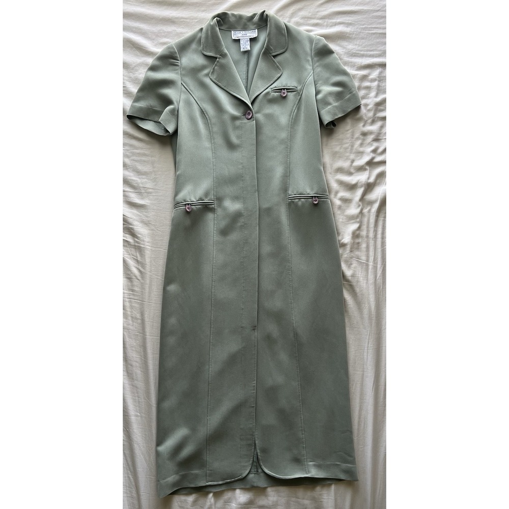 Vintage Jessica Howard Petite 6 Sage Green Maxi Dress 90s Minimalist Rayon Blend